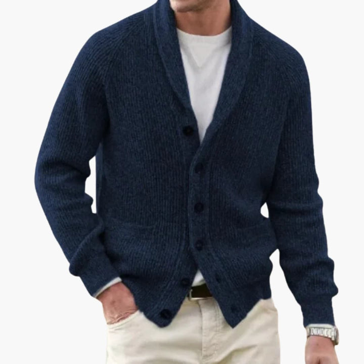 Matteo | Veste en tricot à col châle pour hommes avec boutons