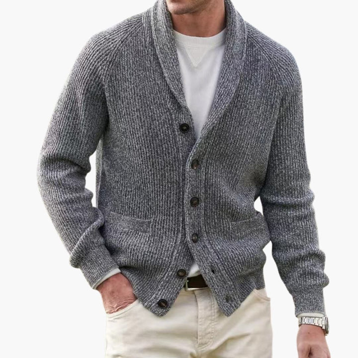 Matteo | Veste en tricot à col châle pour hommes avec boutons