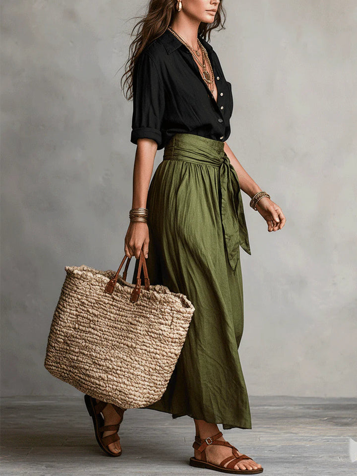Melinda | Ensemble Blouse à Col V et Jupe pour Femmes