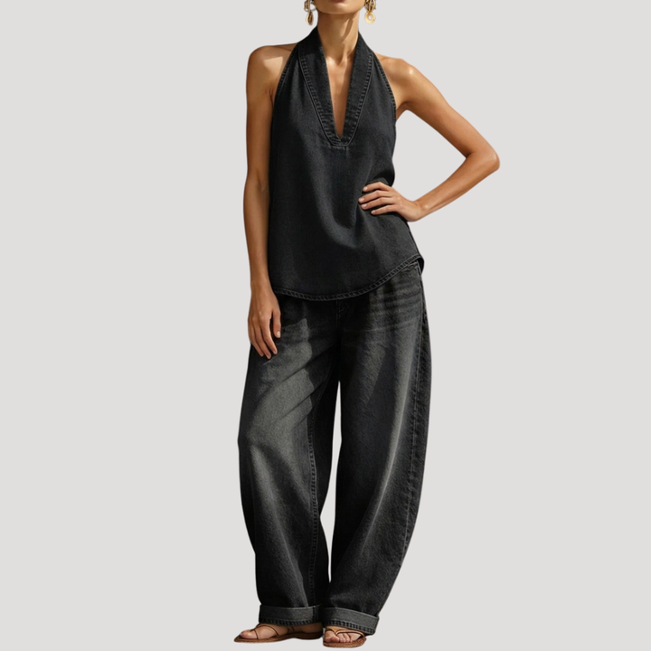 Meret | Ensemble deux pièces à encolure halter pour femmes avec pantalon large