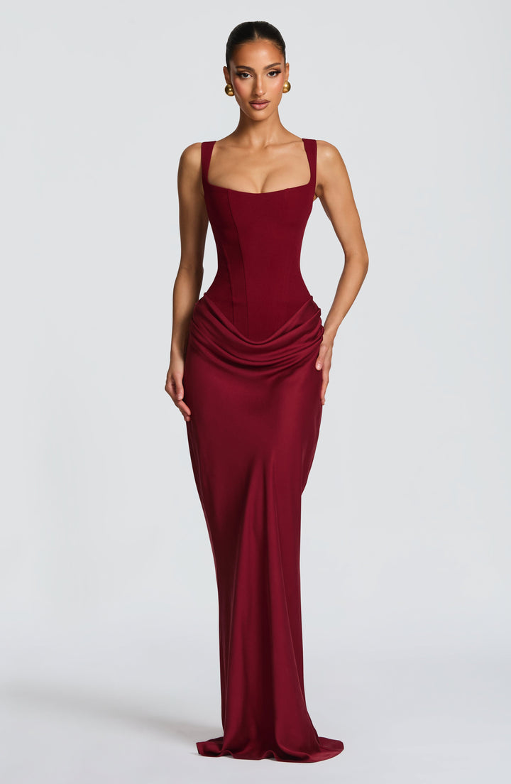 Mia | Robe de Soirée Maxi Drapée Sans Manches pour Femmes
