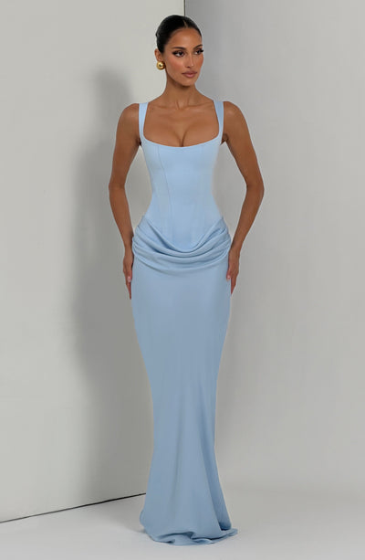 Mia | Robe de Soirée Maxi Drapée Sans Manches pour Femmes
