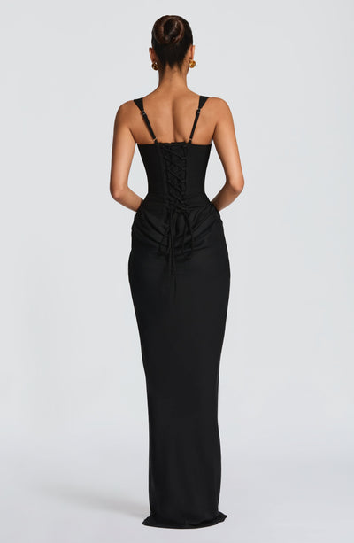 Mia | Robe de Soirée Maxi Drapée Sans Manches pour Femmes