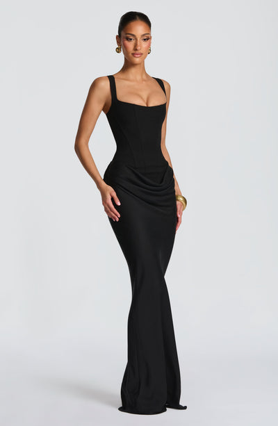 Mia | Robe de Soirée Maxi Drapée Sans Manches pour Femmes