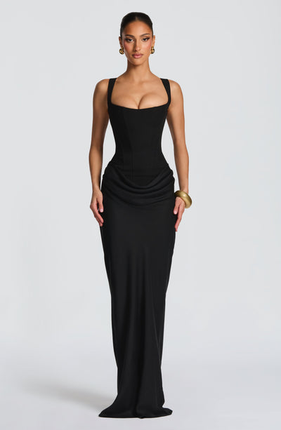 Mia | Robe de Soirée Maxi Drapée Sans Manches pour Femmes