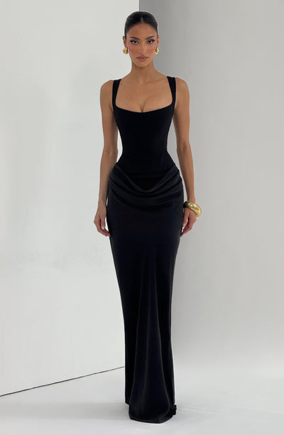 Mia | Robe de Soirée Maxi Drapée Sans Manches pour Femmes