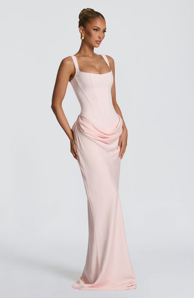 Mia | Robe de Soirée Maxi Drapée Sans Manches pour Femmes