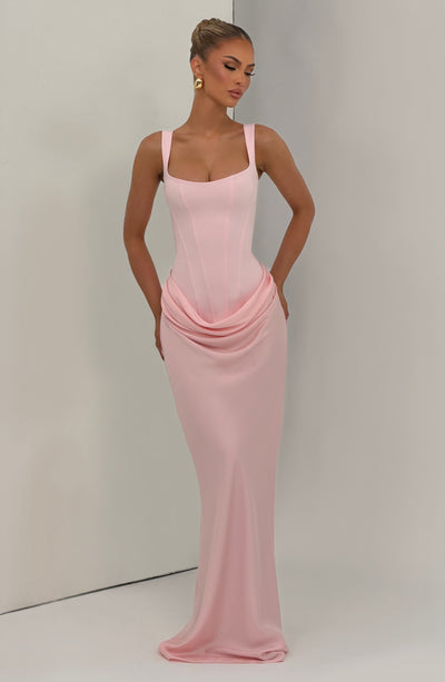 Mia | Robe de Soirée Maxi Drapée Sans Manches pour Femmes
