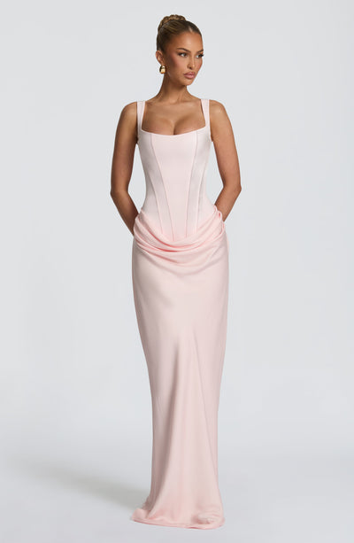 Mia | Robe de Soirée Maxi Drapée Sans Manches pour Femmes