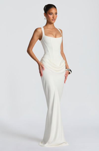 Mia | Robe de Soirée Maxi Drapée Sans Manches pour Femmes