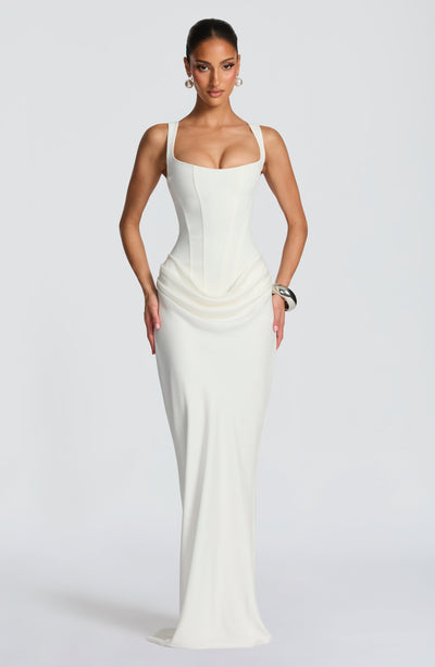 Mia | Robe de Soirée Maxi Drapée Sans Manches pour Femmes