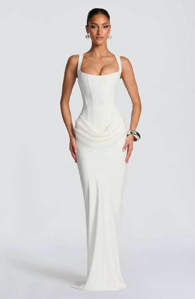 Mia | Robe de Soirée Maxi Drapée Sans Manches pour Femmes