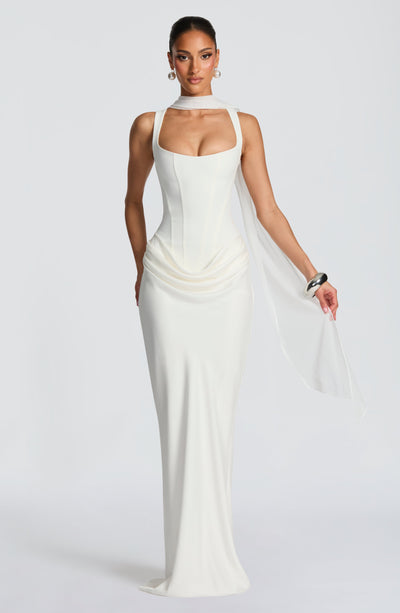 Mia | Robe de Soirée Maxi Drapée Sans Manches pour Femmes