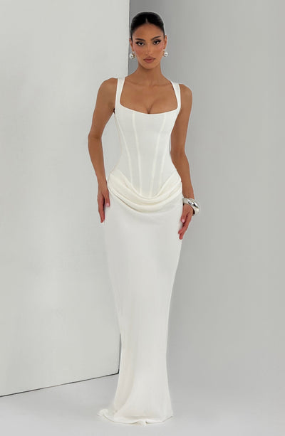 Mia | Robe de Soirée Maxi Drapée Sans Manches pour Femmes