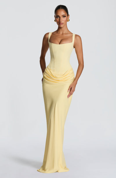 Mia | Robe de Soirée Maxi Drapée Sans Manches pour Femmes