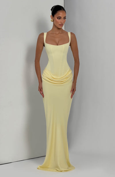 Mia | Robe de Soirée Maxi Drapée Sans Manches pour Femmes