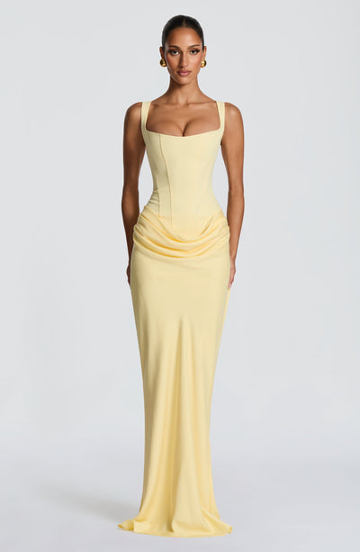 Mia | Robe de Soirée Maxi Drapée Sans Manches pour Femmes