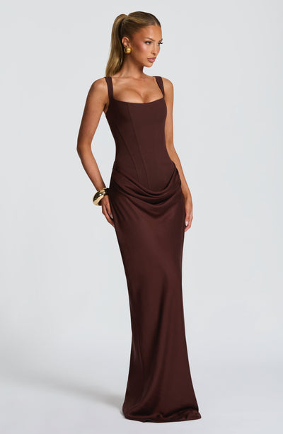 Mia | Robe de Soirée Maxi Drapée Sans Manches pour Femmes