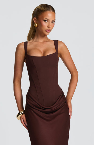 Mia | Robe de Soirée Maxi Drapée Sans Manches pour Femmes
