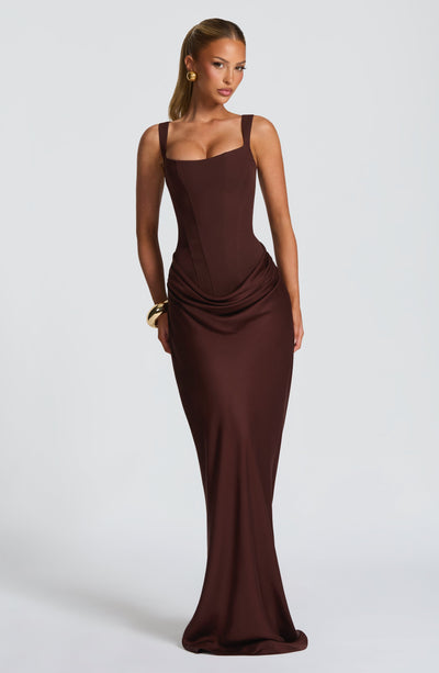 Mia | Robe de Soirée Maxi Drapée Sans Manches pour Femmes