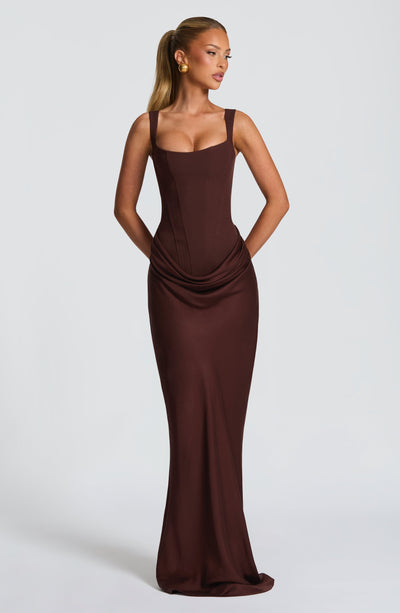 Mia | Robe de Soirée Maxi Drapée Sans Manches pour Femmes