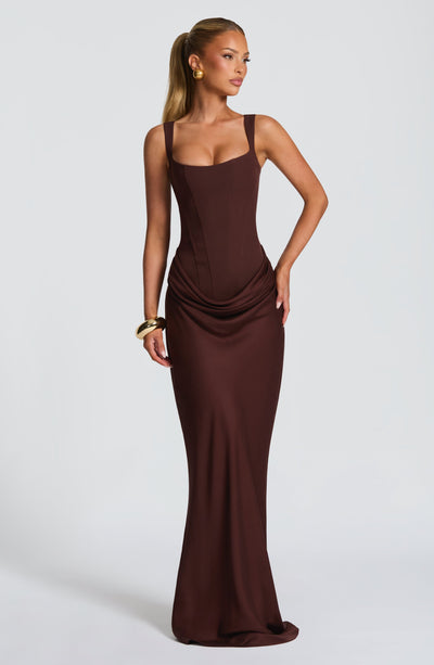 Mia | Robe de Soirée Maxi Drapée Sans Manches pour Femmes