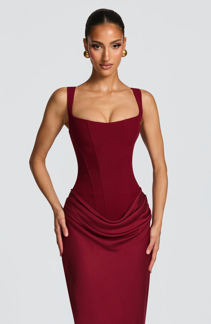 Mia | Robe de Soirée Maxi Drapée Sans Manches pour Femmes