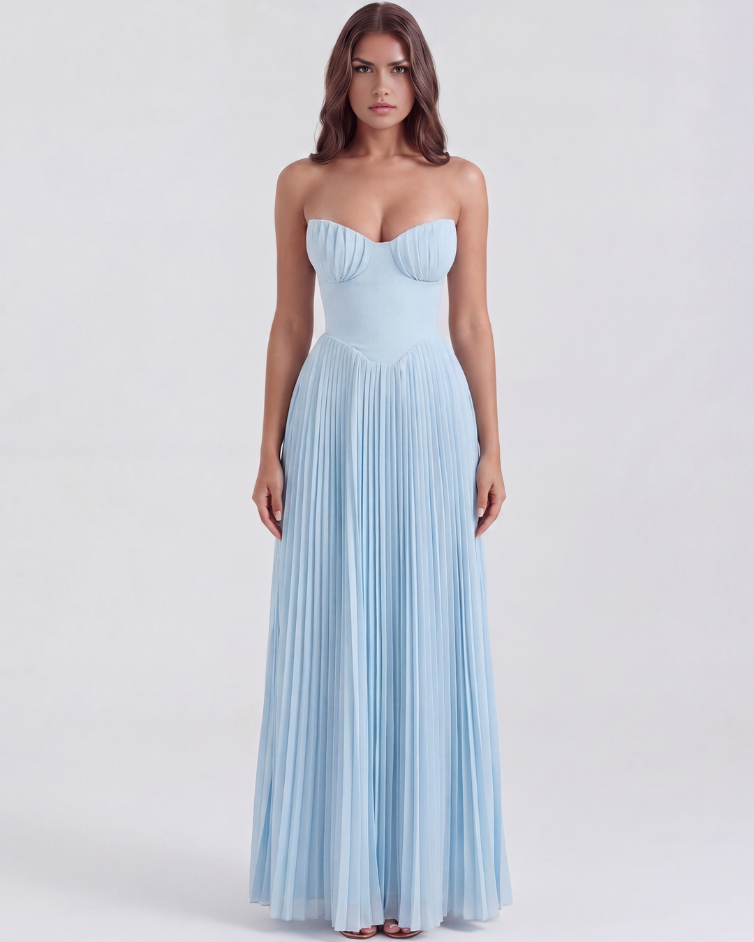 Mila | Robe Maxi Élégante Plissée Sans Bretelles pour Femmes