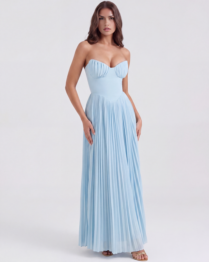 Mila | Robe Maxi Élégante Plissée Sans Bretelles pour Femmes