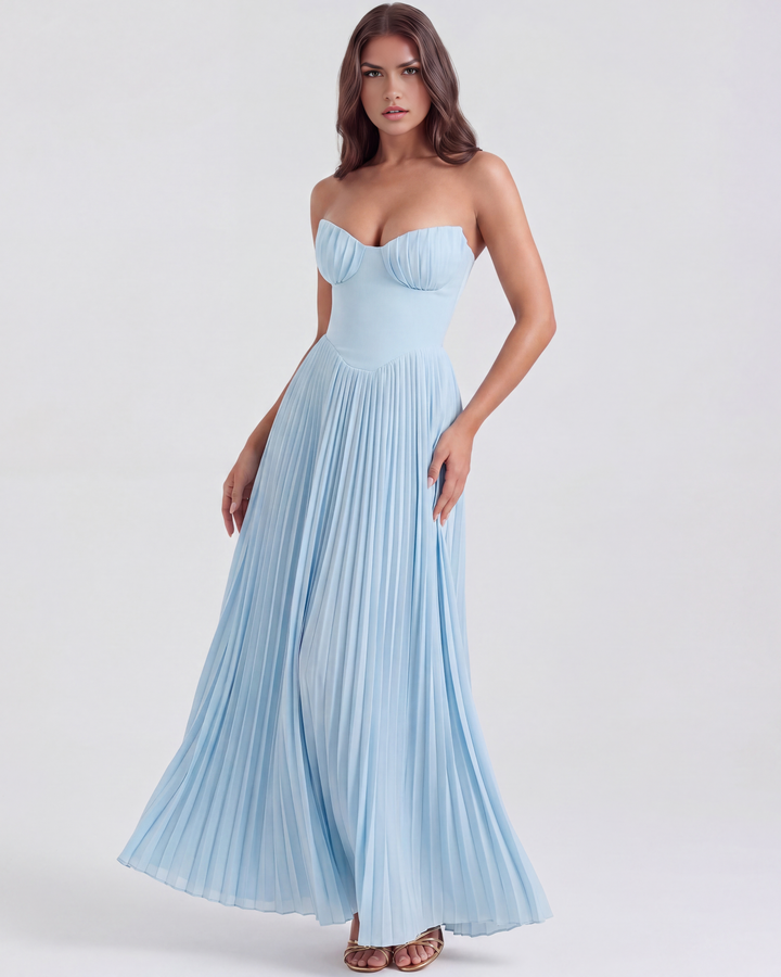Mila | Robe Maxi Élégante Plissée Sans Bretelles pour Femmes
