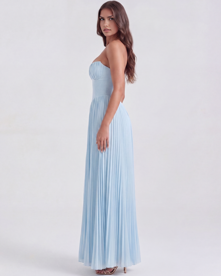 Mila | Robe Maxi Élégante Plissée Sans Bretelles pour Femmes