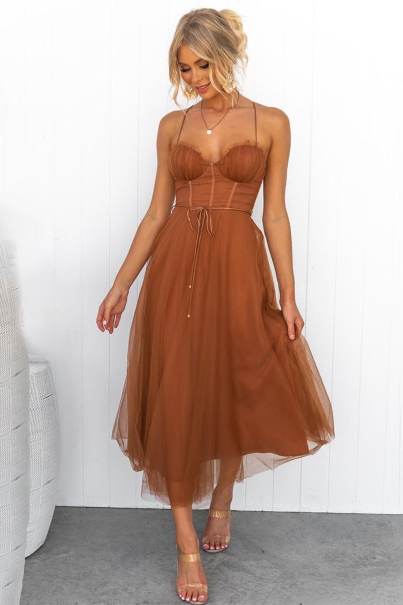Mirela | Robe en tulle avec corset Midi