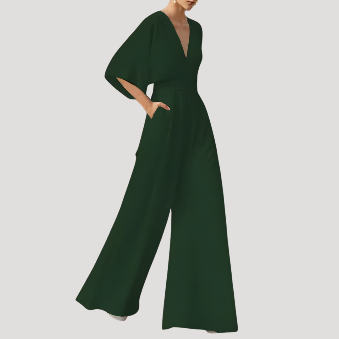 Mirka | Combinaison Femme Pantalon Large Décolleté en V
