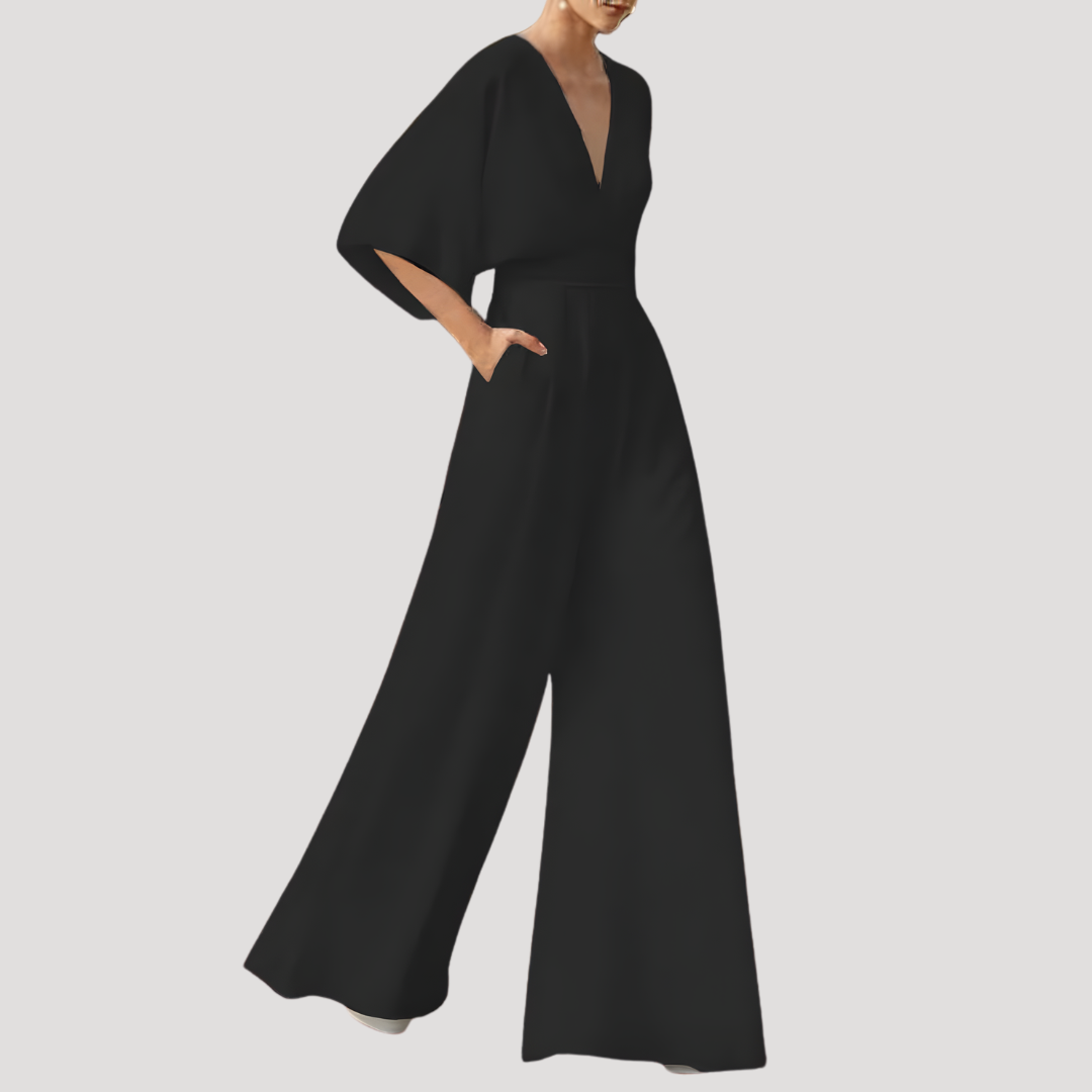 Mirka | Combinaison Femme Pantalon Large Décolleté en V