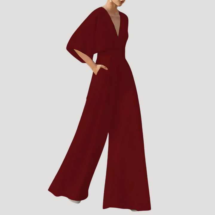 Mirka | Combinaison Femme Pantalon Large Décolleté en V