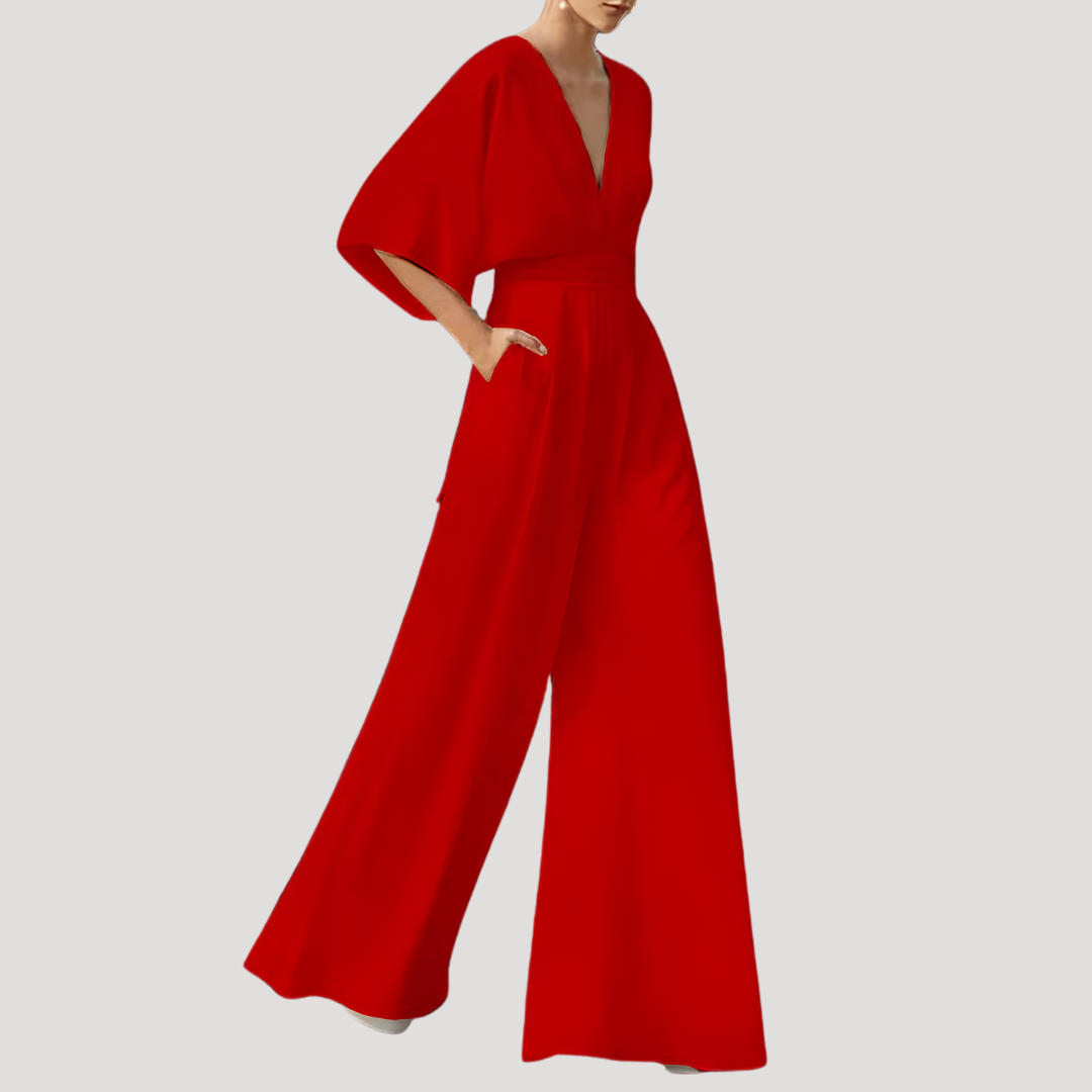 Mirka | Combinaison Femme Pantalon Large Décolleté en V