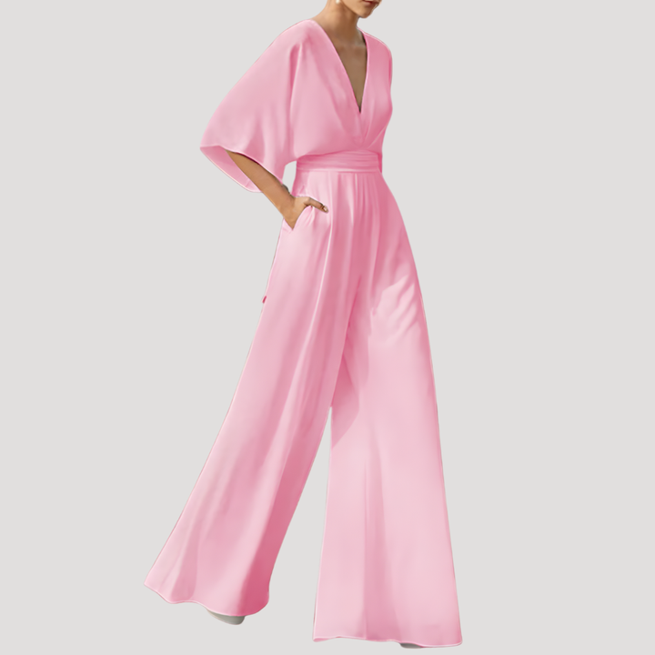 Mirka | Combinaison Femme Pantalon Large Décolleté en V