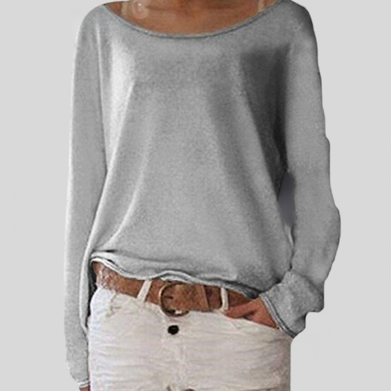 Mirka | T-shirt à manches longues pour femmes, col rond, coupe décontractée