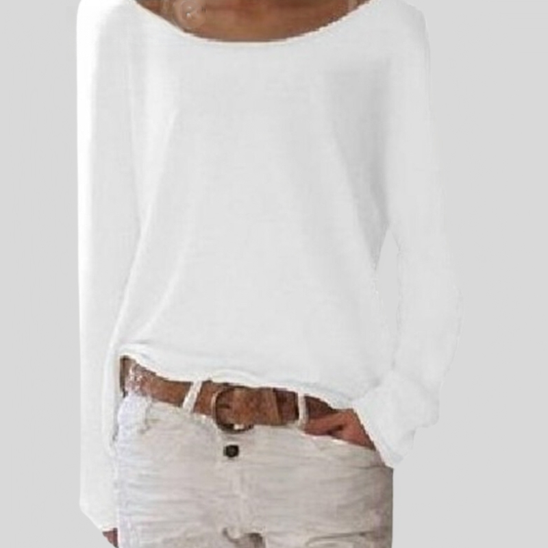 Mirka | T-shirt à manches longues pour femmes, col rond, coupe décontractée