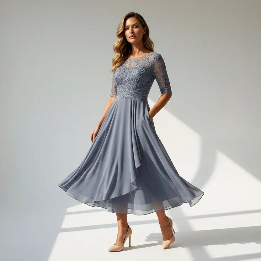Ella | Robe Midi Festive en Dentelle pour Femmes