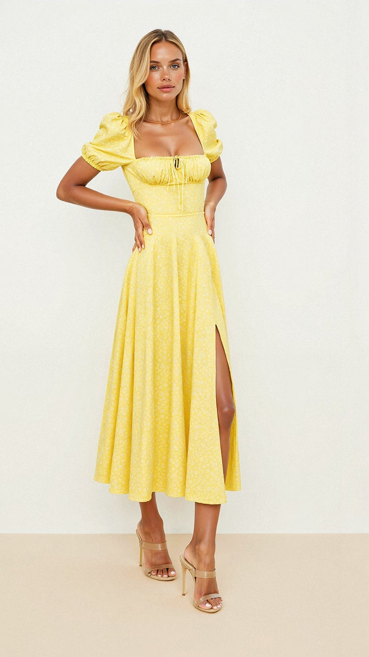 Robe midi Daniela avec décolleté carré