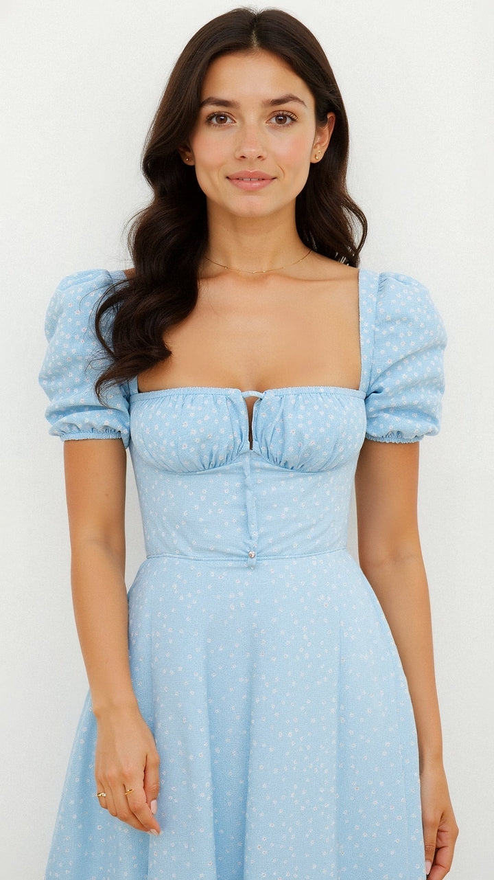Robe midi Daniela avec décolleté carré