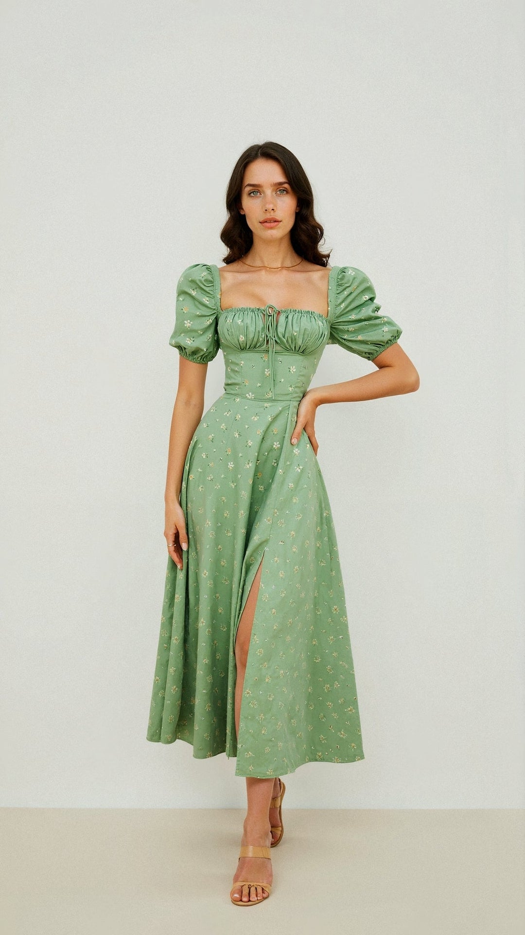 Robe midi Daniela avec décolleté carré
