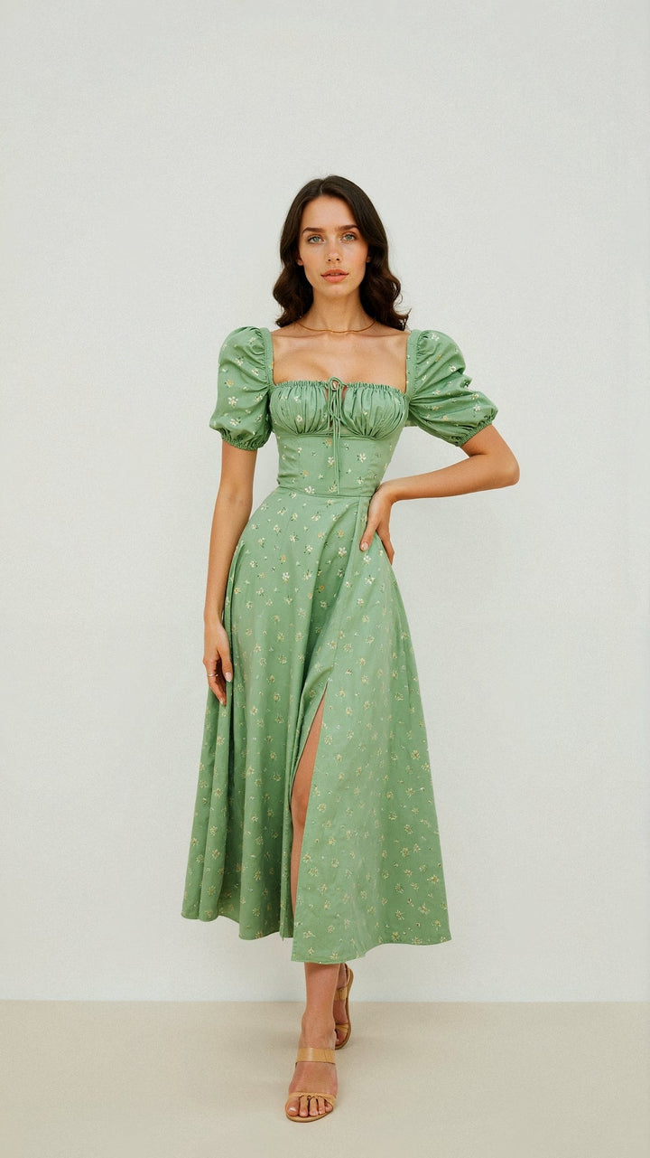 Robe midi Daniela avec décolleté carré