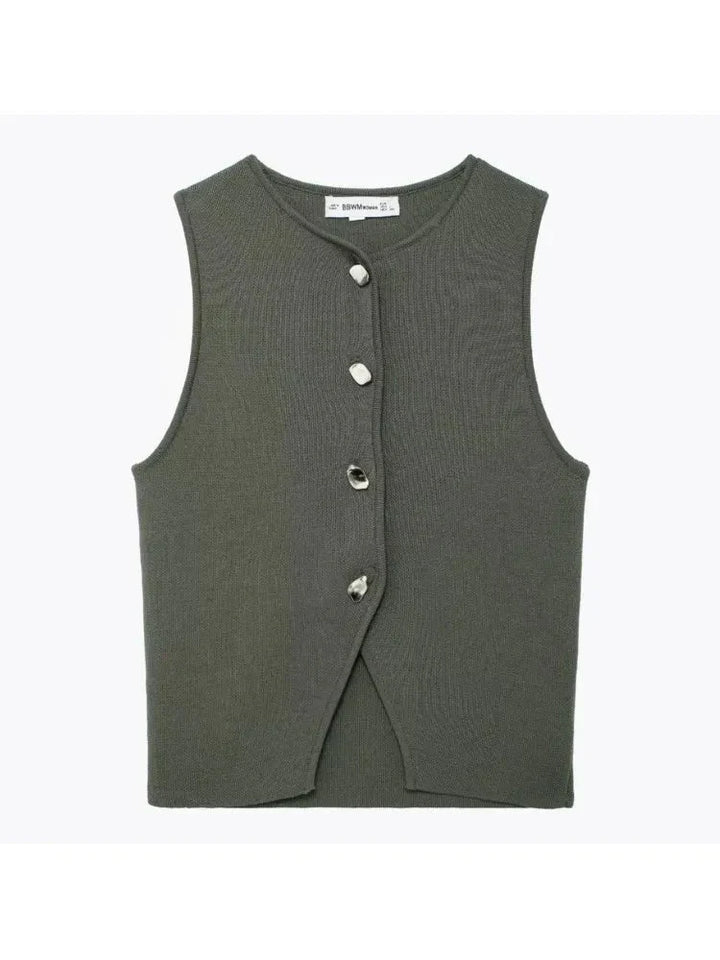 Deasia Crop Top Tricoté avec Fente Frontale