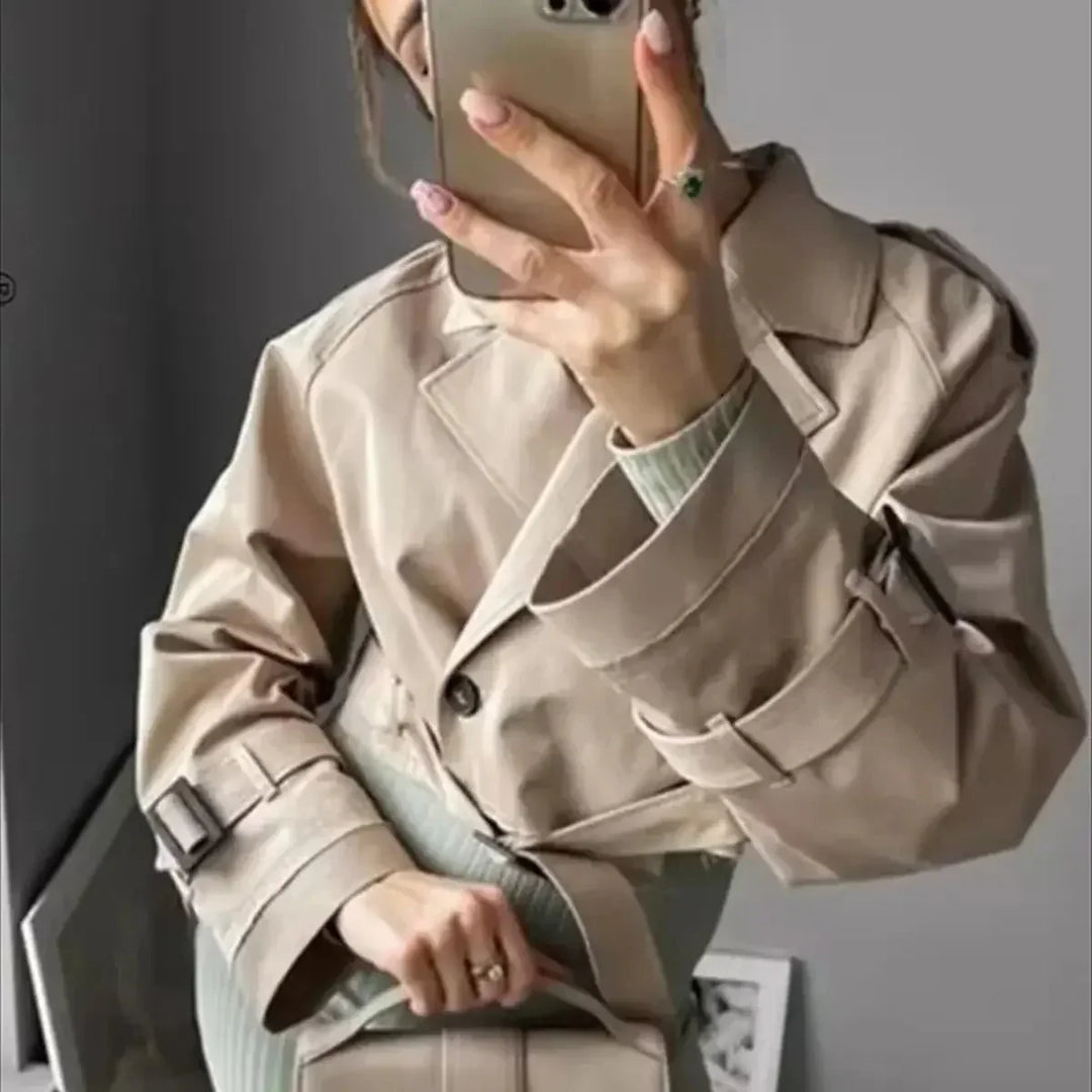 Manteau Trench Court Stylé pour Femmes