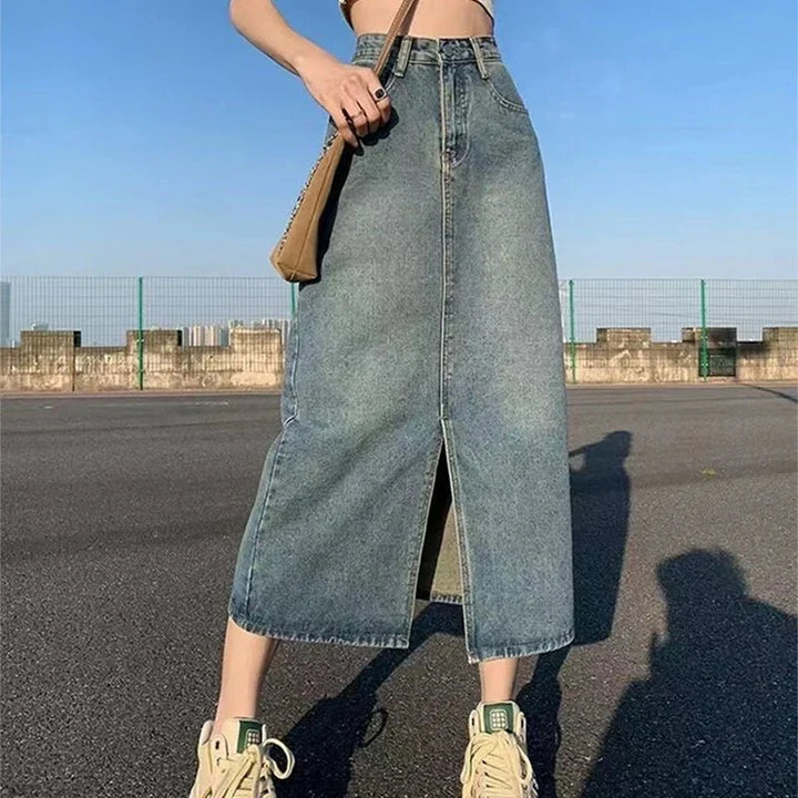 Jupe en Jean Jessica Fendue Taille Haute