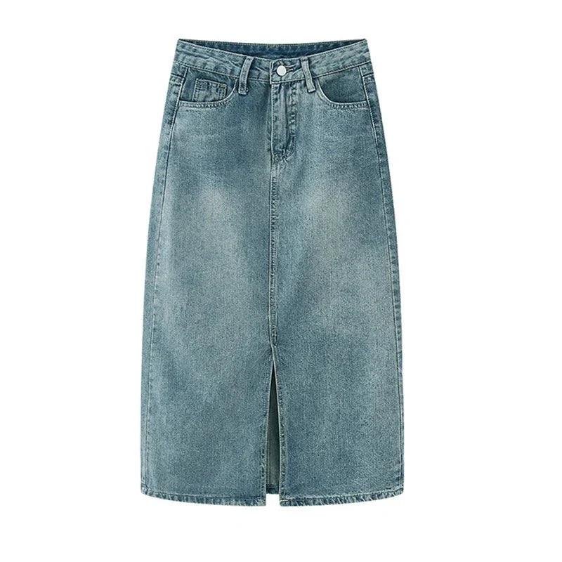 Jupe en Jean Jessica Fendue Taille Haute