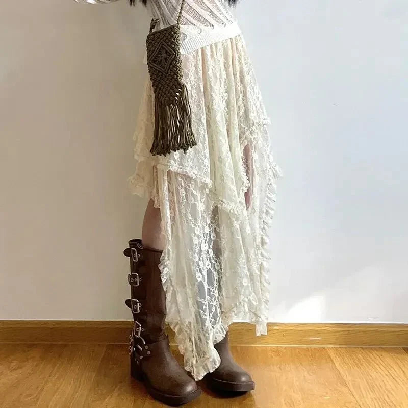 Jupe Maxirock Juliette Asymétrique en Dentelle