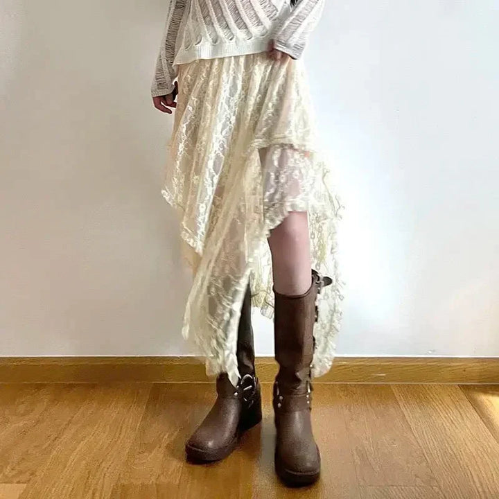 Jupe Maxirock Juliette Asymétrique en Dentelle